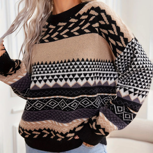 Haze™ | Retro Strick-Kontrastpullover