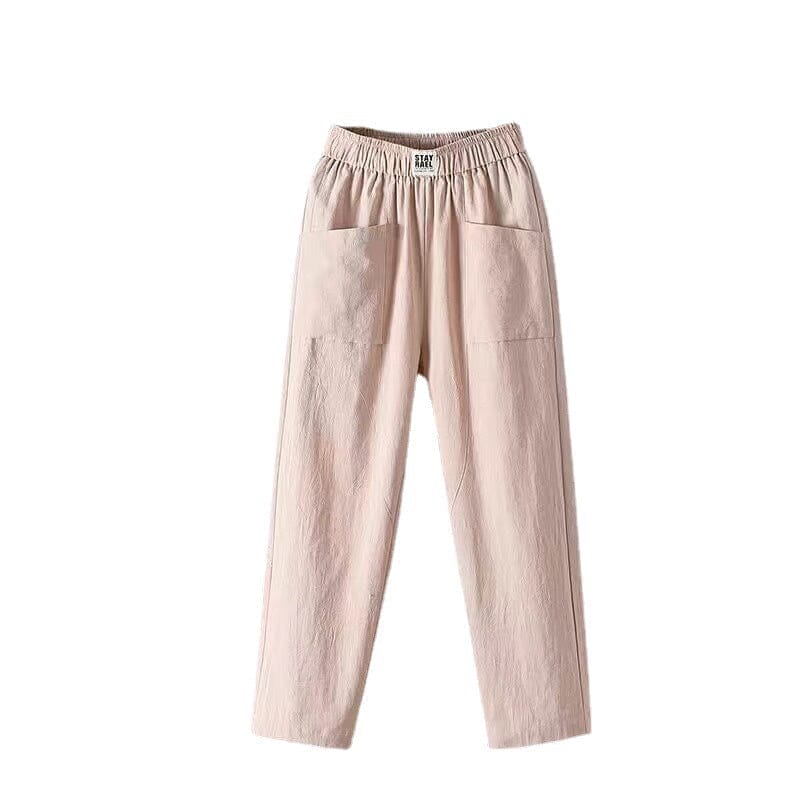 Lässige Baumwoll-Leinen-Hose mit elastischem Bund